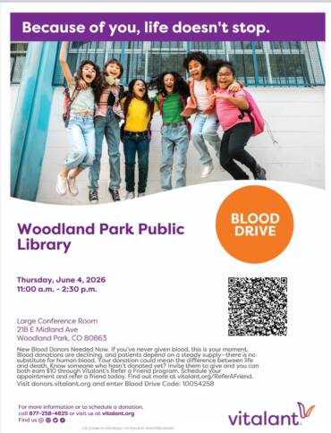 Woodland Park Blood Drive June 4